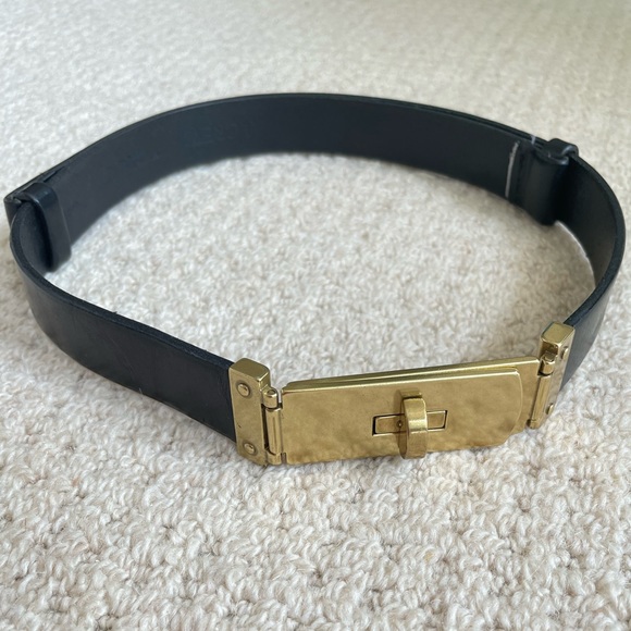 Black Italian leather belts. Small. J.Crew. Gold buckle.